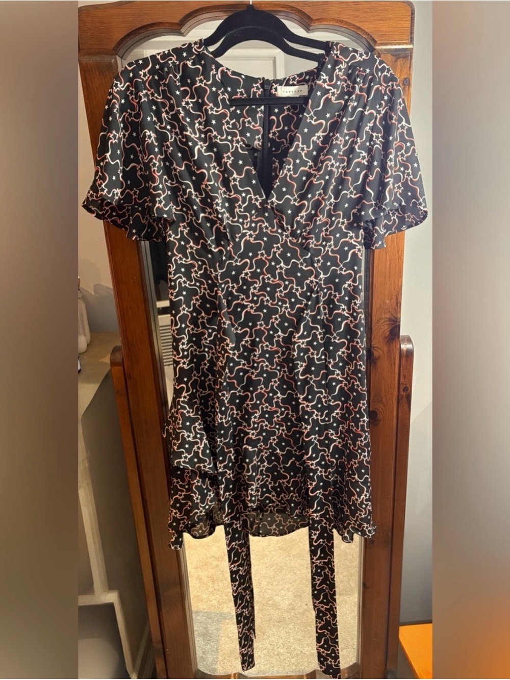 Topshop A-line Dress with Star and Ribbon Print